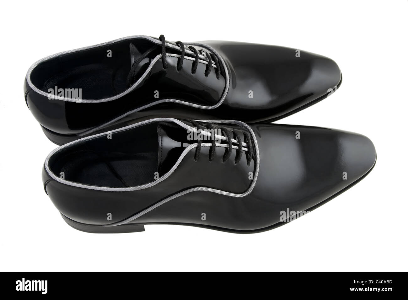 schwarzer Mann Schuhe isoliert auf weißem Hintergrund Stockfoto