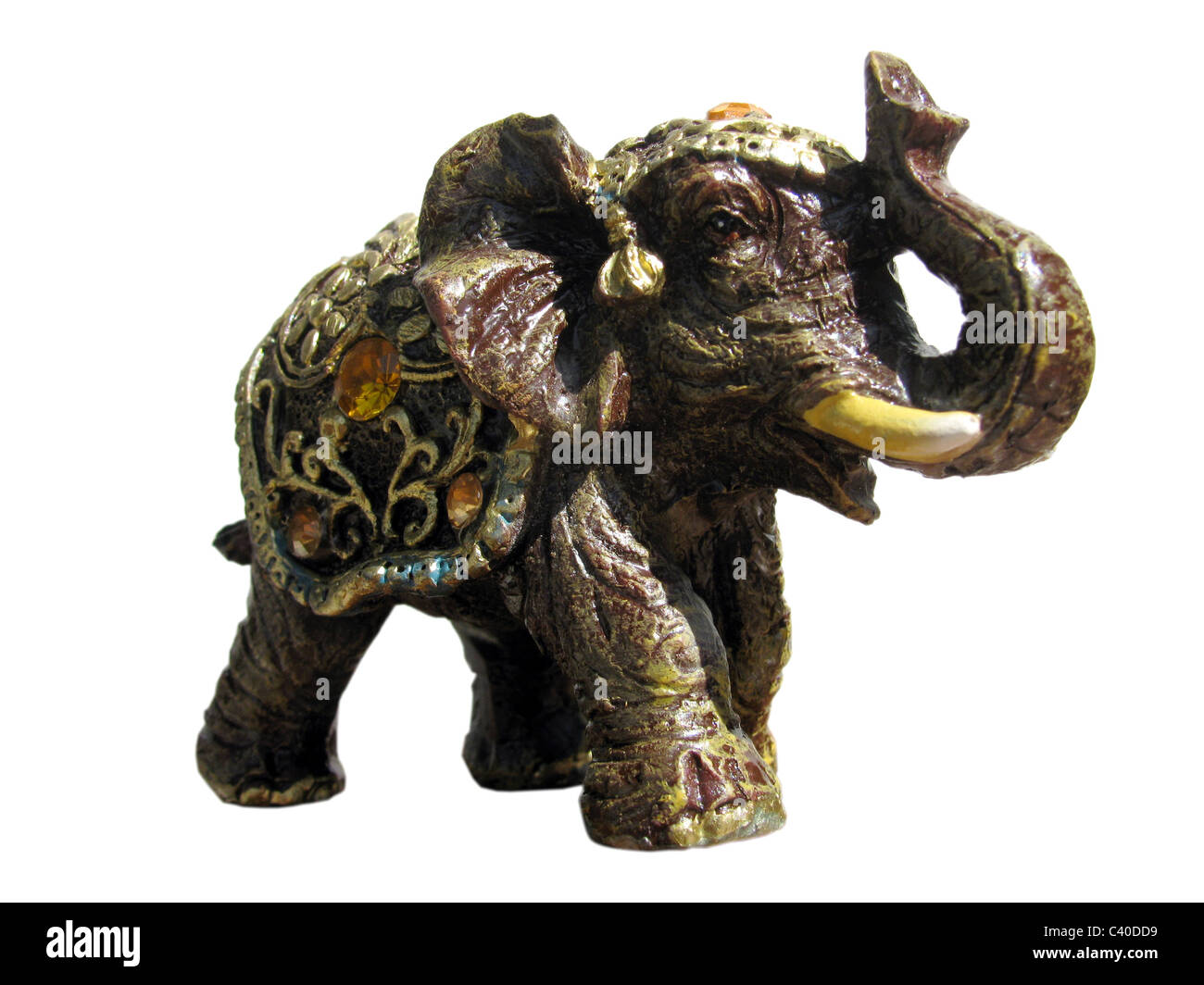 Statuette des Elefanten isoliert auf weiss Stockfoto