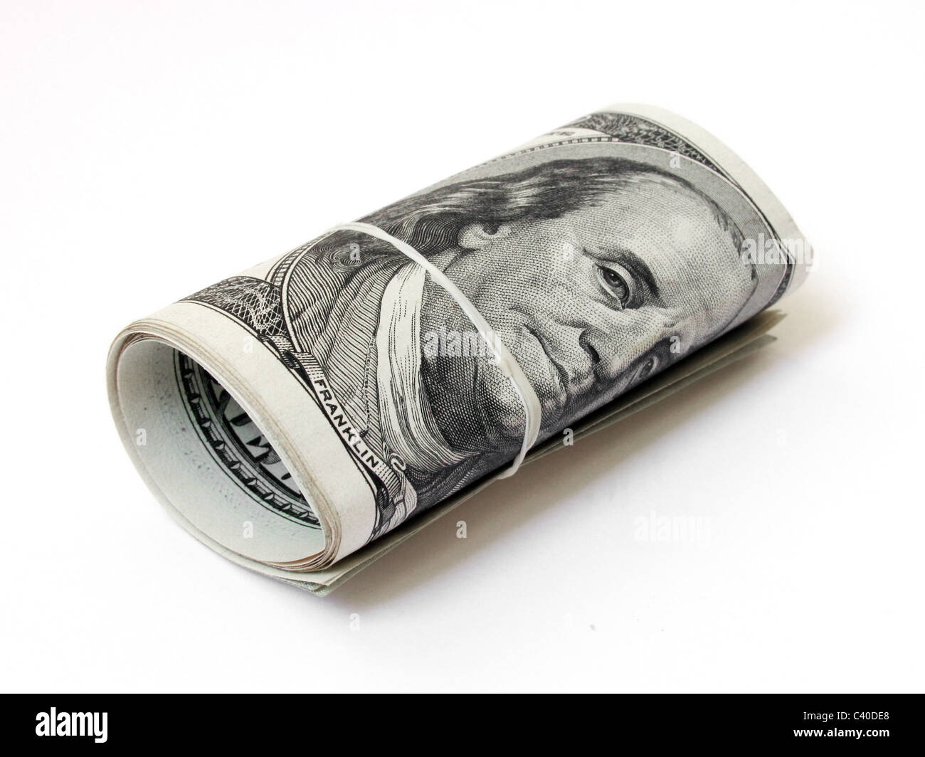 Roll der 100-Dollar-Banknoten Stockfoto