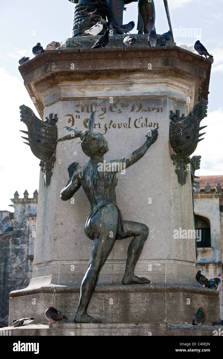 Detail des Columbus-Denkmal am Plaza Colón, Santo Domingo, Dominikanische Republik Stockfoto
