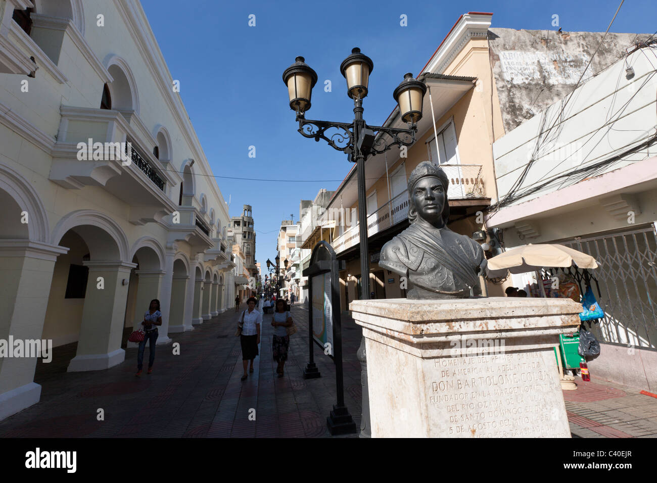 Koloniale Viertel Calle el Conde, Santo Domingo, Dominikanische Republik Stockfoto