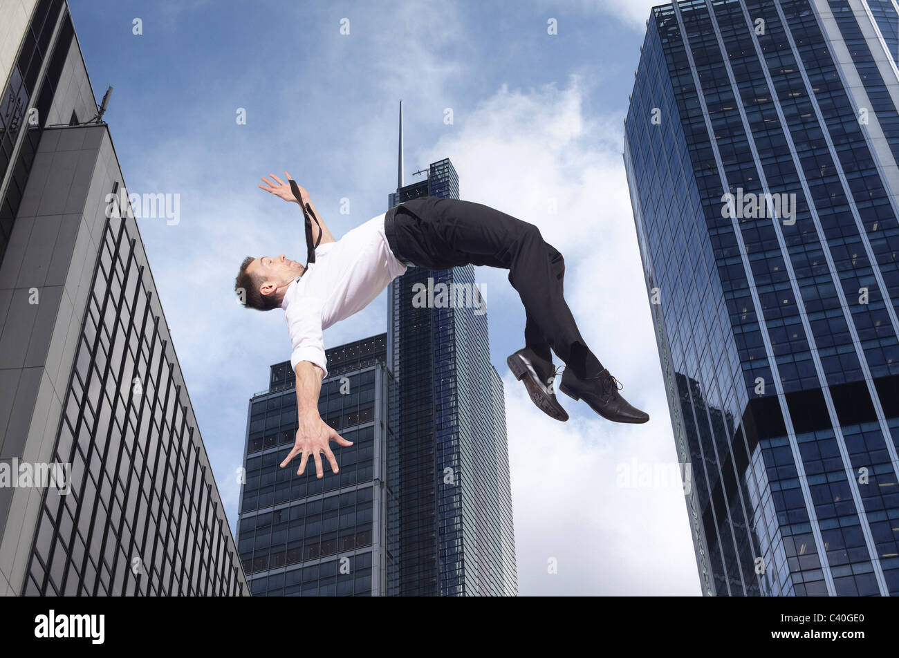 Geschäftsmann Hochsprung Stockfoto