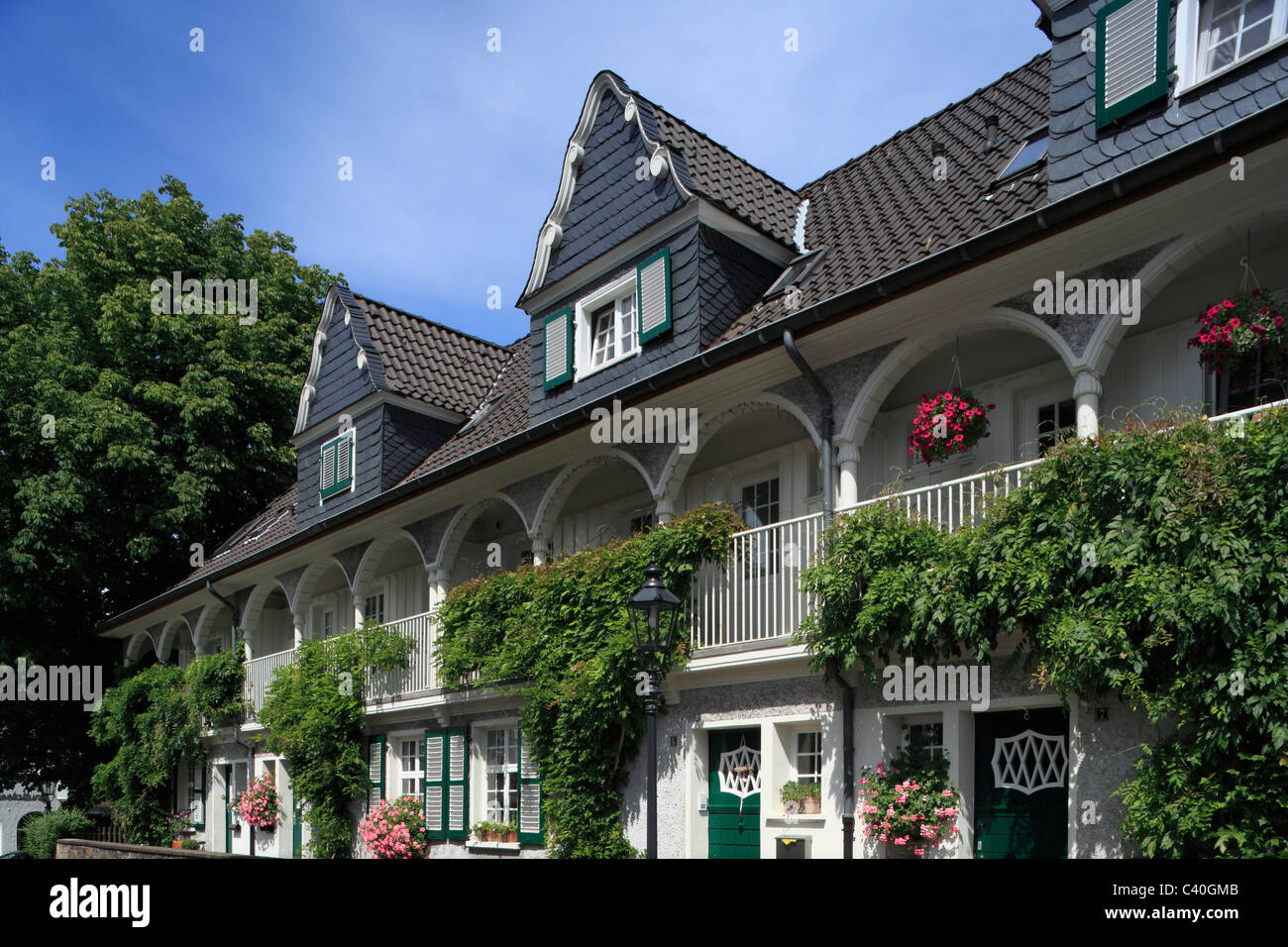 Industrielle Kultur, Margarethe Krupp, Friedrich Alfred Krupp, Krupp-Siedlung, Margarethenhohe, Essen, Arbeiterklasse Siedlung Stockfoto