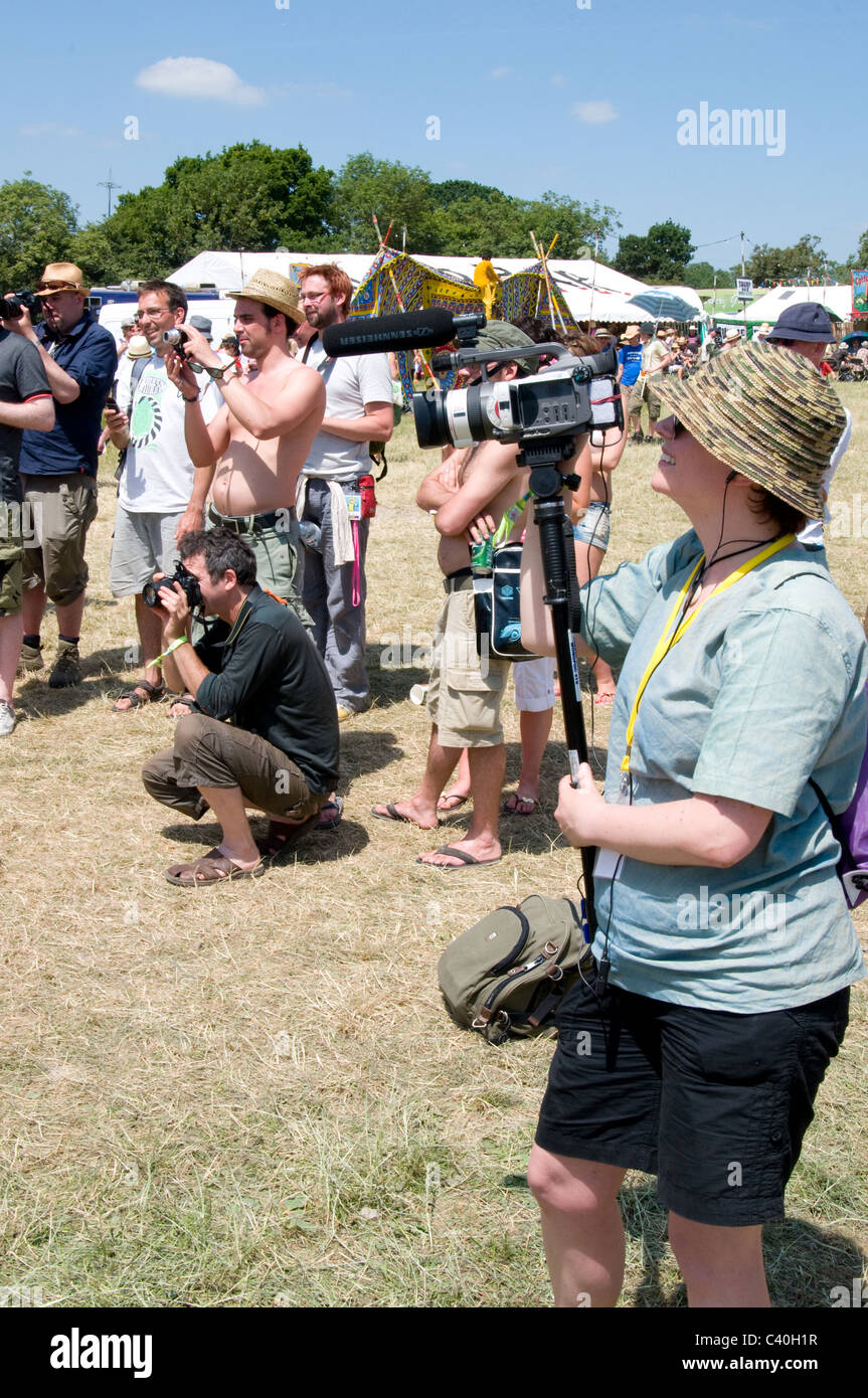 2010 Glastonbury Festival Fotograf Fotografen fotografieren digital Fotografie Stockfoto