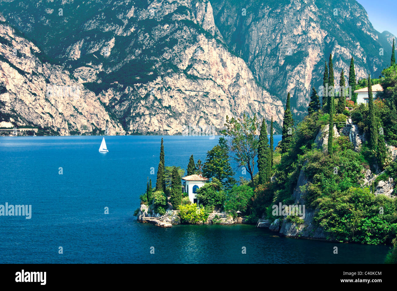 Gardasee, Italien, Kalk, Cedrat, Lombardei, Häuser, Wohnungen, See, Meer, Dächer Stockfoto