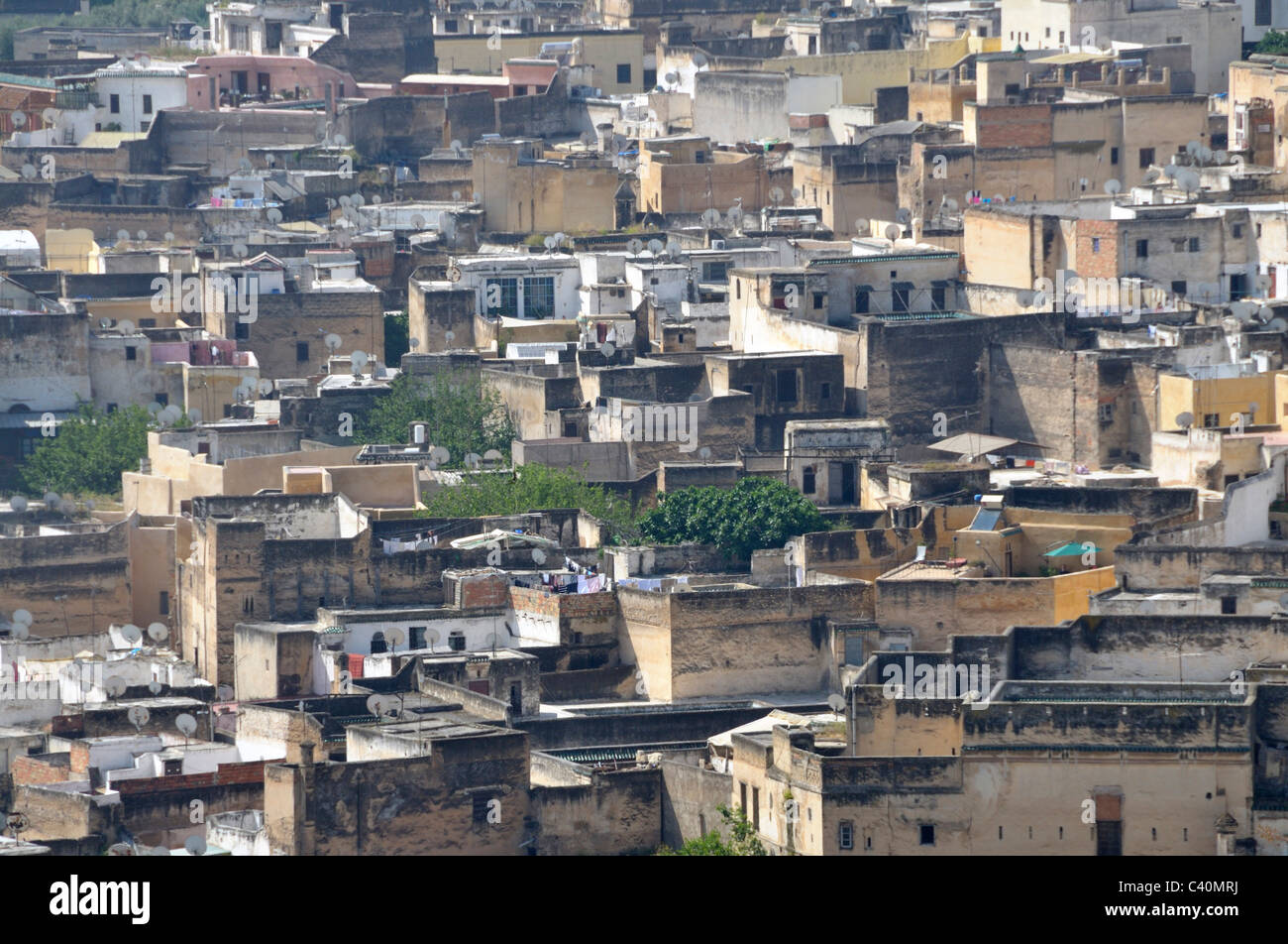 Afrika, Architektur, Häuser, Wohnungen, Marokko, Sat-Schüsseln, Wohngebäude Stockfoto