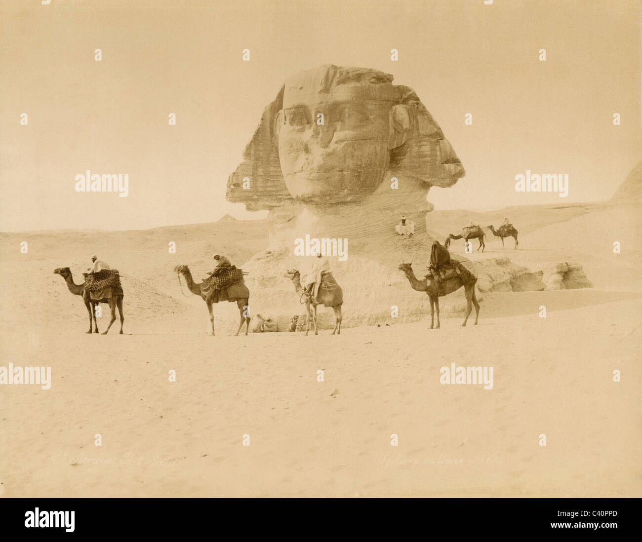H. Arnoux Port-Said, Sphinx au Caire, Nr. 634, 1870 der 80er Eiweiss print Stockfoto