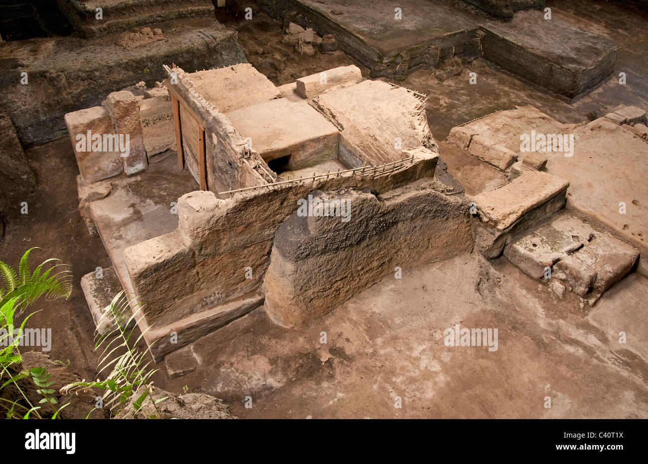 Joya de Ceren (Juwel der Ceren), Ruine der präkolumbischen Maya Bauerndorf 590 n. Chr. von Vulkanausbruch verschüttet (bekannt als "Pompe Stockfoto