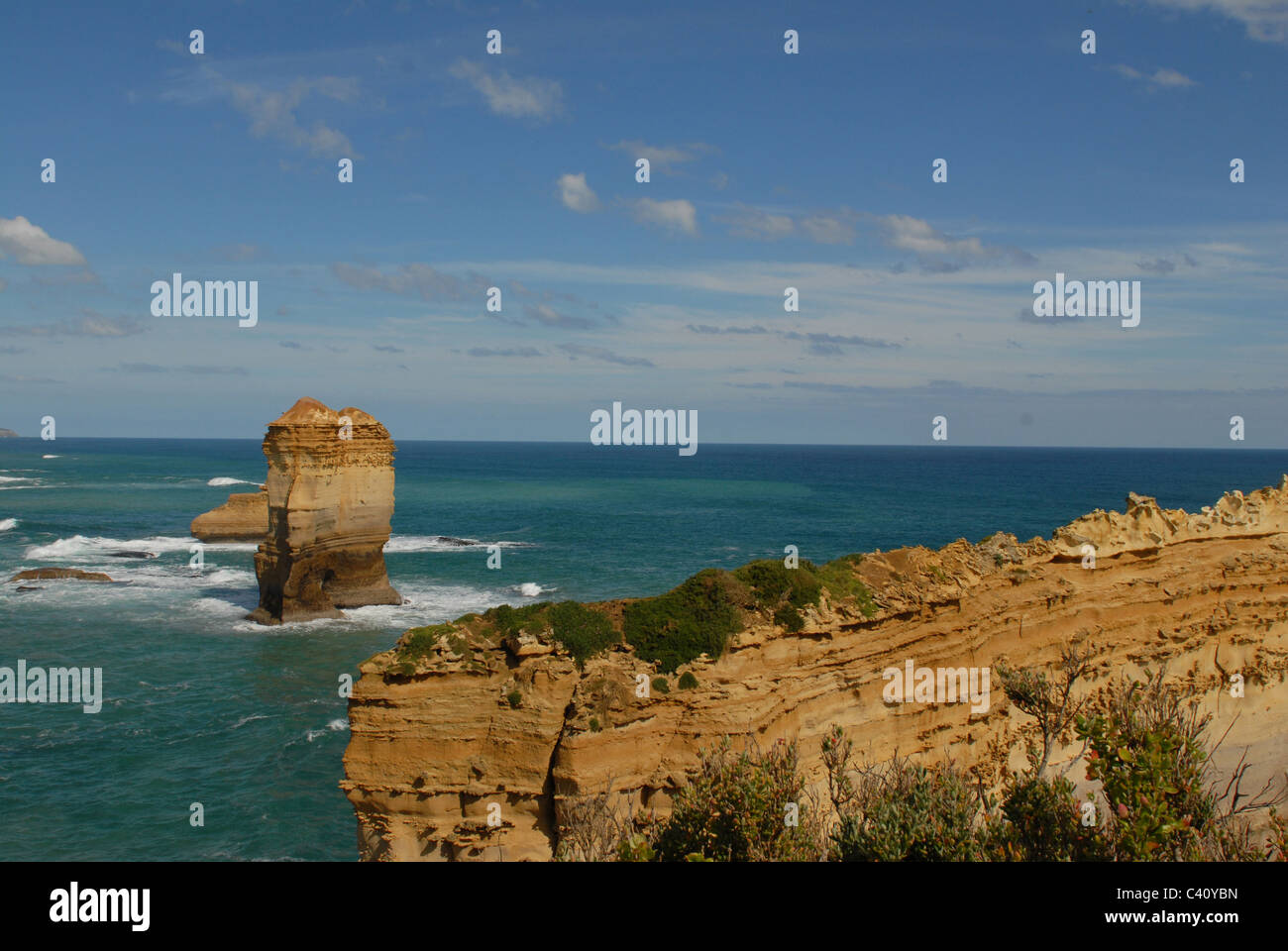 Felsformationen in der Nähe von Loch Ard Gorge in Port Campbell National Park Shipwreck Coast an der Great Ocean Road, Victoria Stockfoto