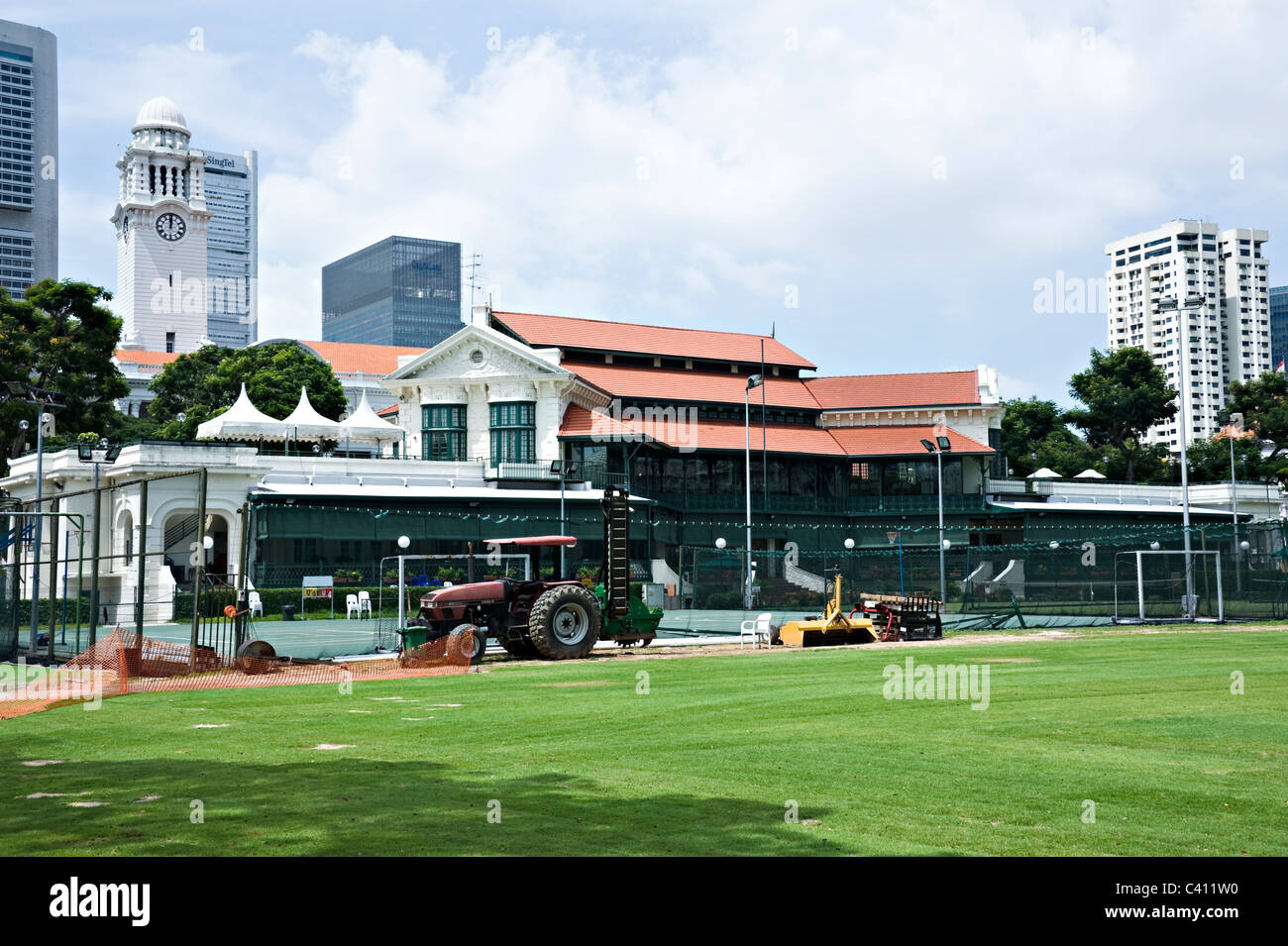 Der Pavillon und die Grundfeste der Singapore Cricket Club in der Republik Singapur Asien Stockfoto