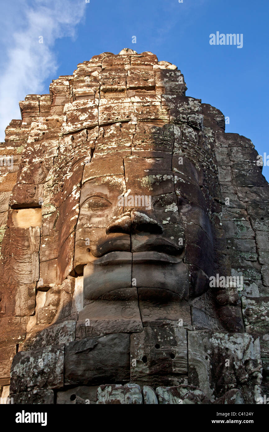 Gesicht-Turm. Bayon Tempel. Angkor Thom. Angkor Wat. Kambodscha Stockfoto