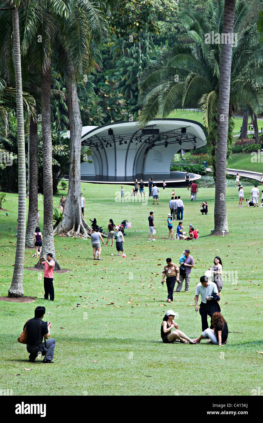 Shaw Foundation Symphony Stage set in The National Botanic Gardens in Singapur Republik von Singapur Asien Stockfoto