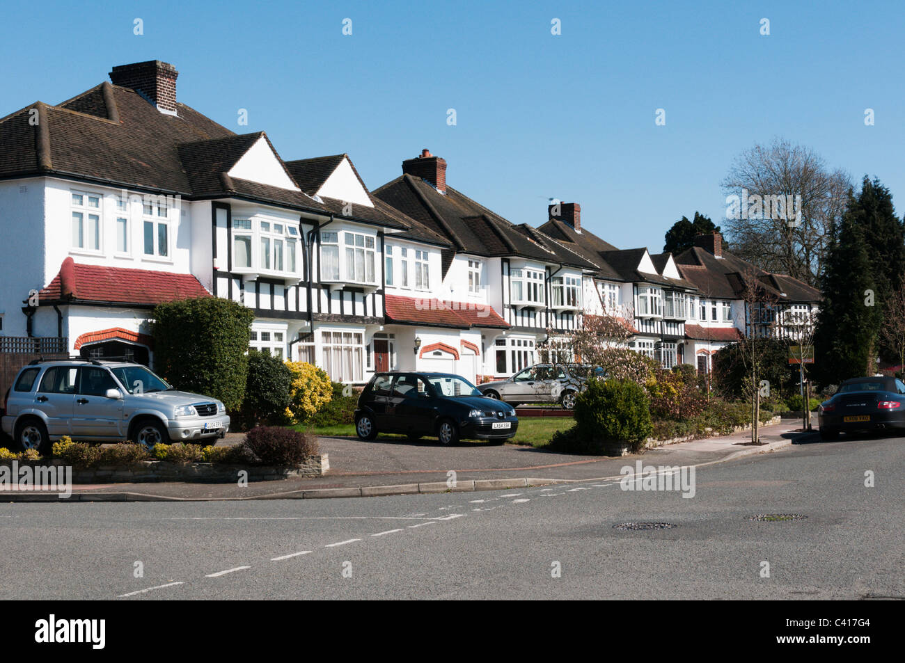 Vorstadthäuser in The Mead, Beckenham, Südlondon. Stockfoto