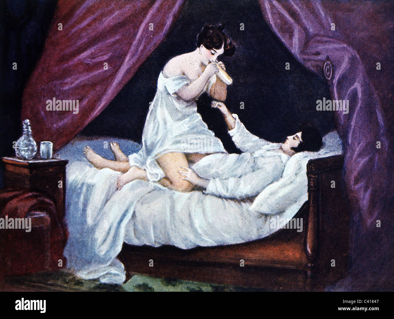 Frau Sexualität Im 20 Jahrhundert Erotik, Verhütung, Kondomtest, Druck nach dem Malen, 19. Jahrhundert