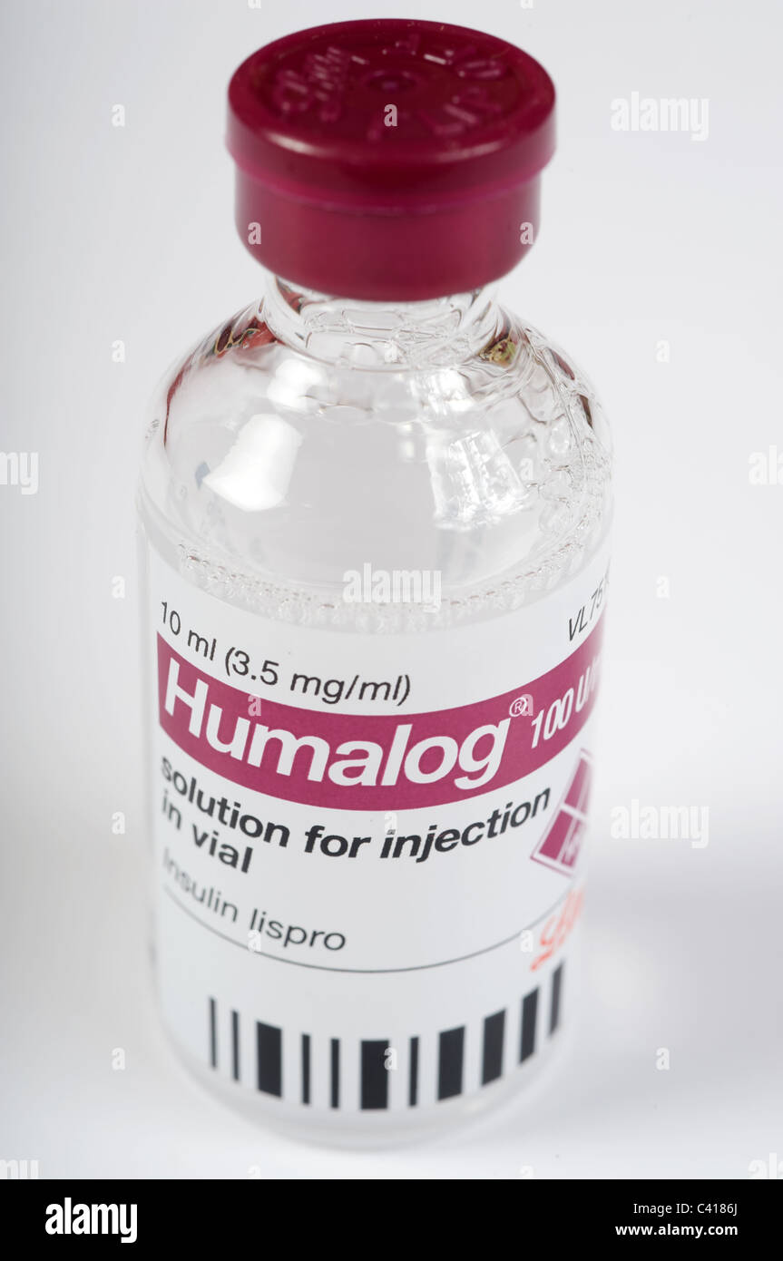 Ungeöffnete Flasche von Humalog insulin Stockfoto