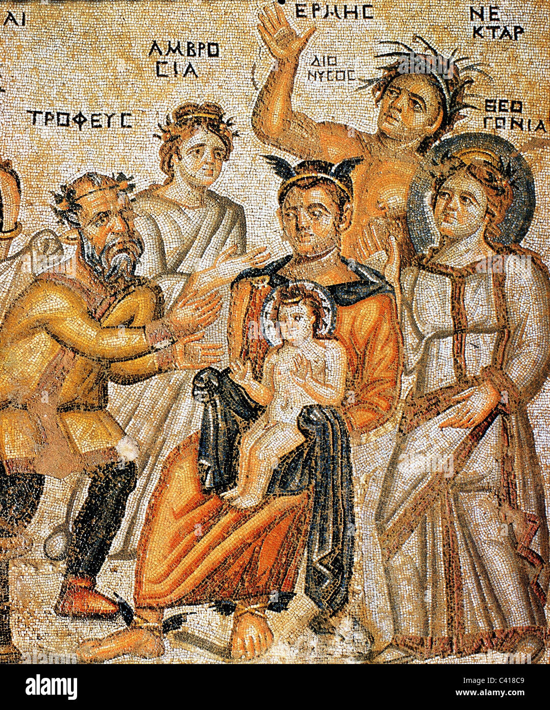 Bildende Kunst, byzantinische Kunst, Griechenland, Mosaik, Epiphanie, zweiten Quartal im 4. Jahrhundert n. Chr. neue Paphos, Zypern, fand im Jahr 1983, Anc Stockfoto