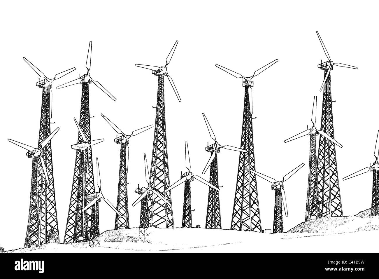 Stromerzeugende Windmühlen Tehachapi, CA Stockfoto