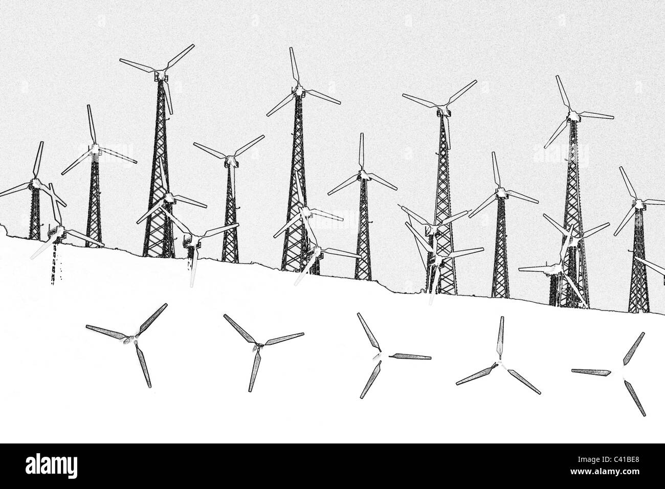Stromerzeugende Windmühlen Tehachapi, CA Stockfoto