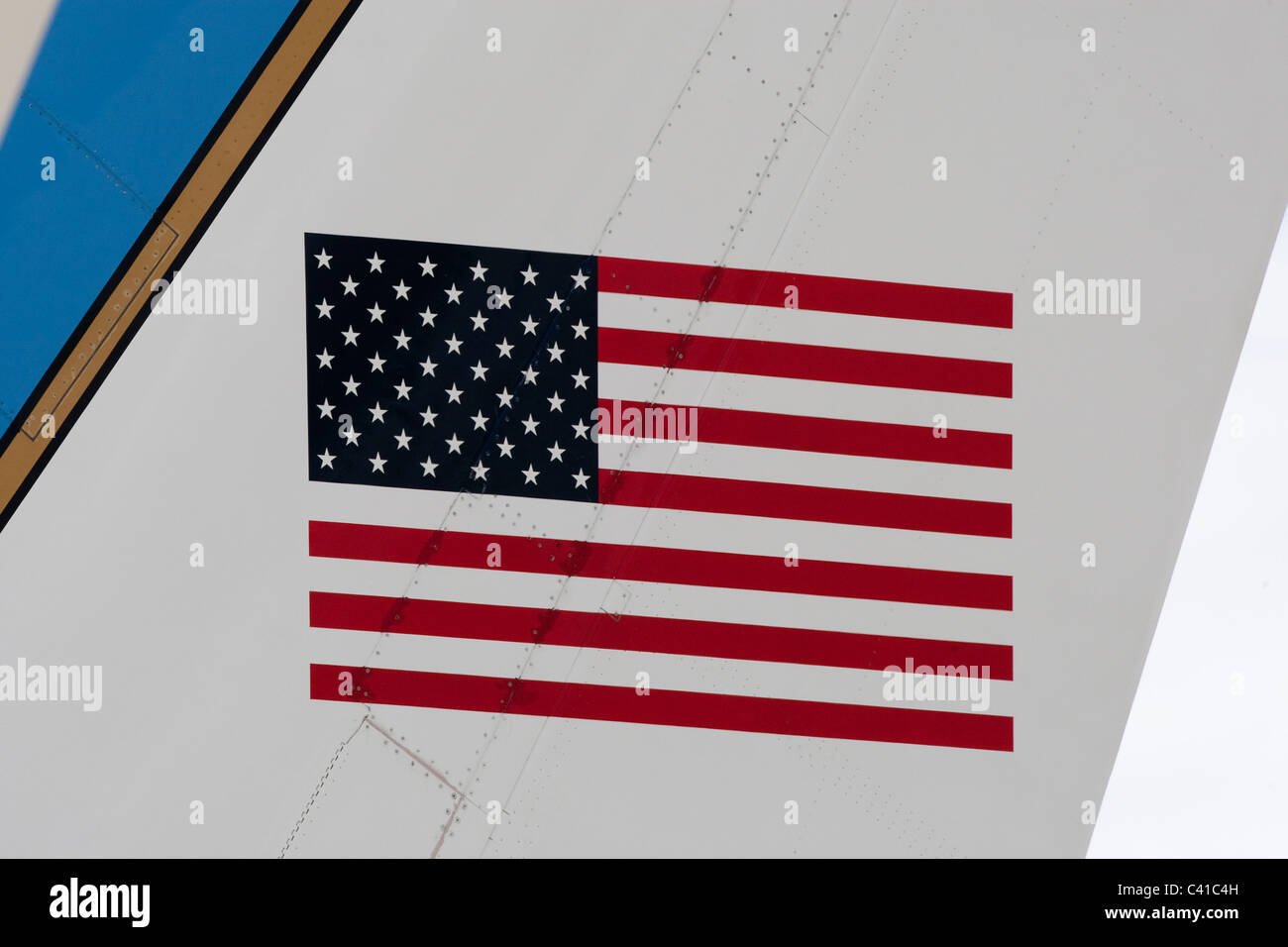 Eine amerikanische Flagge am Heck von US-Präsident Obama Boeing 757, Airforce One Stockfoto