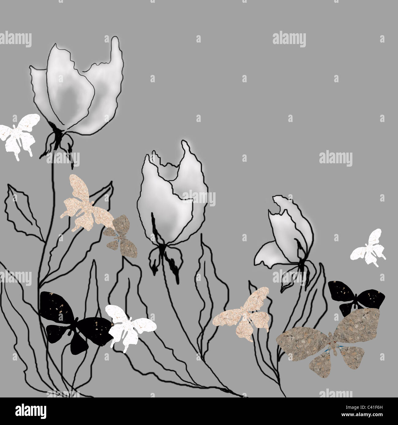 Abstrakte Blumen Aquarell Stockfoto