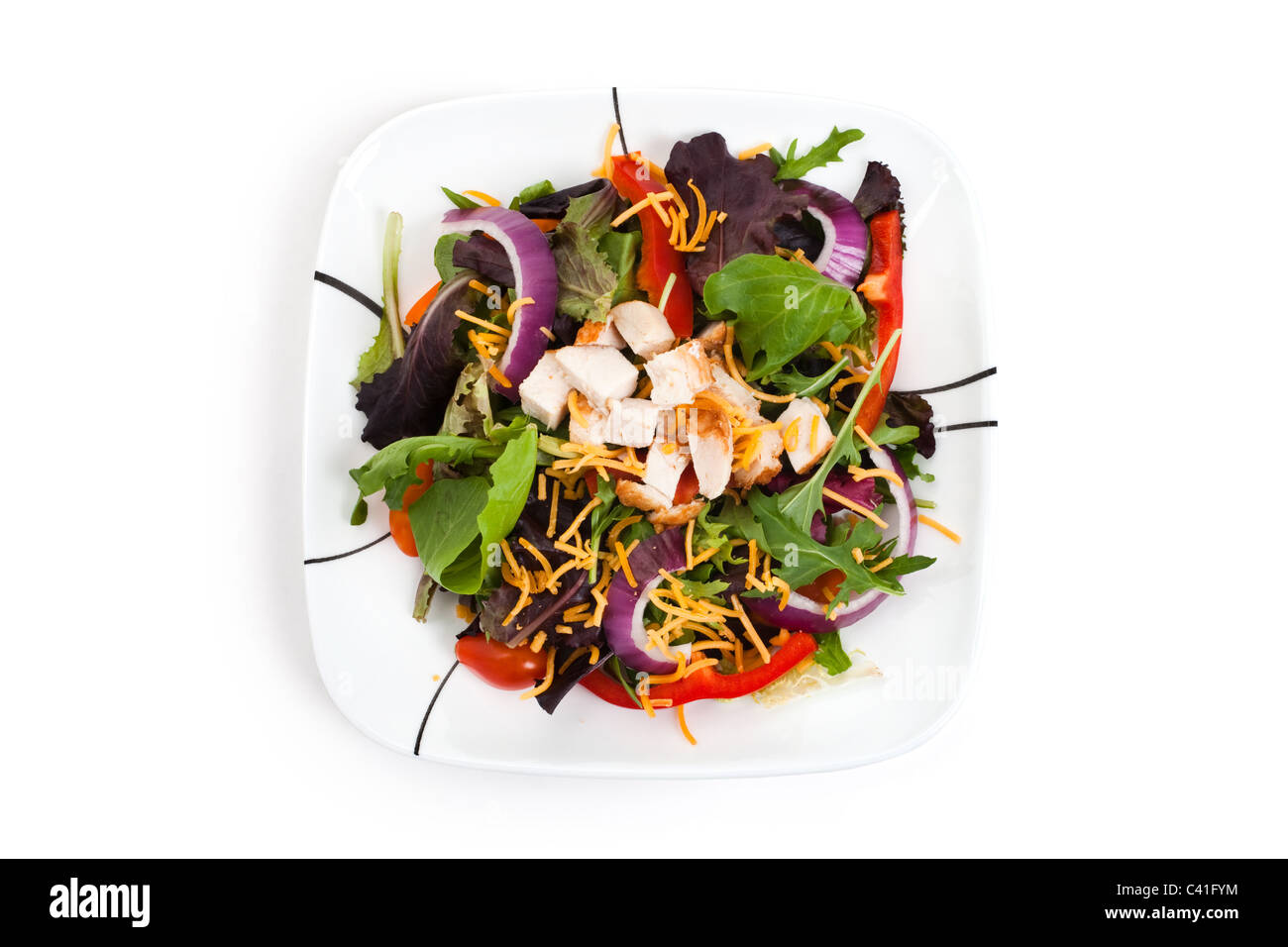 Salat, Salat, Mizuna, Zwiebel für Hintergrund Stockfoto