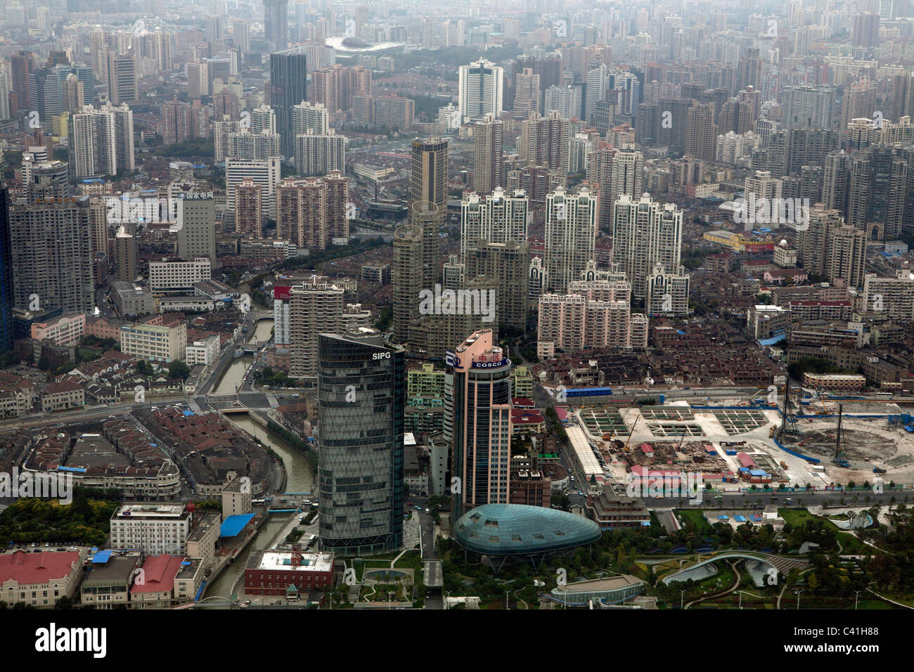 Blick auf Shanghai Pudong Bereich Stockfoto