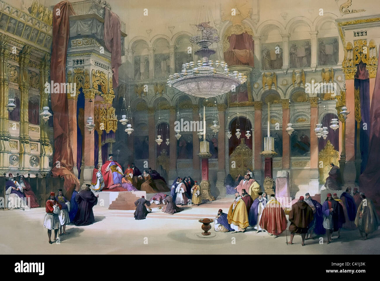 Griechische Kirche des Heiligen Grabes, Jerusalem, April 1839 Stockfoto