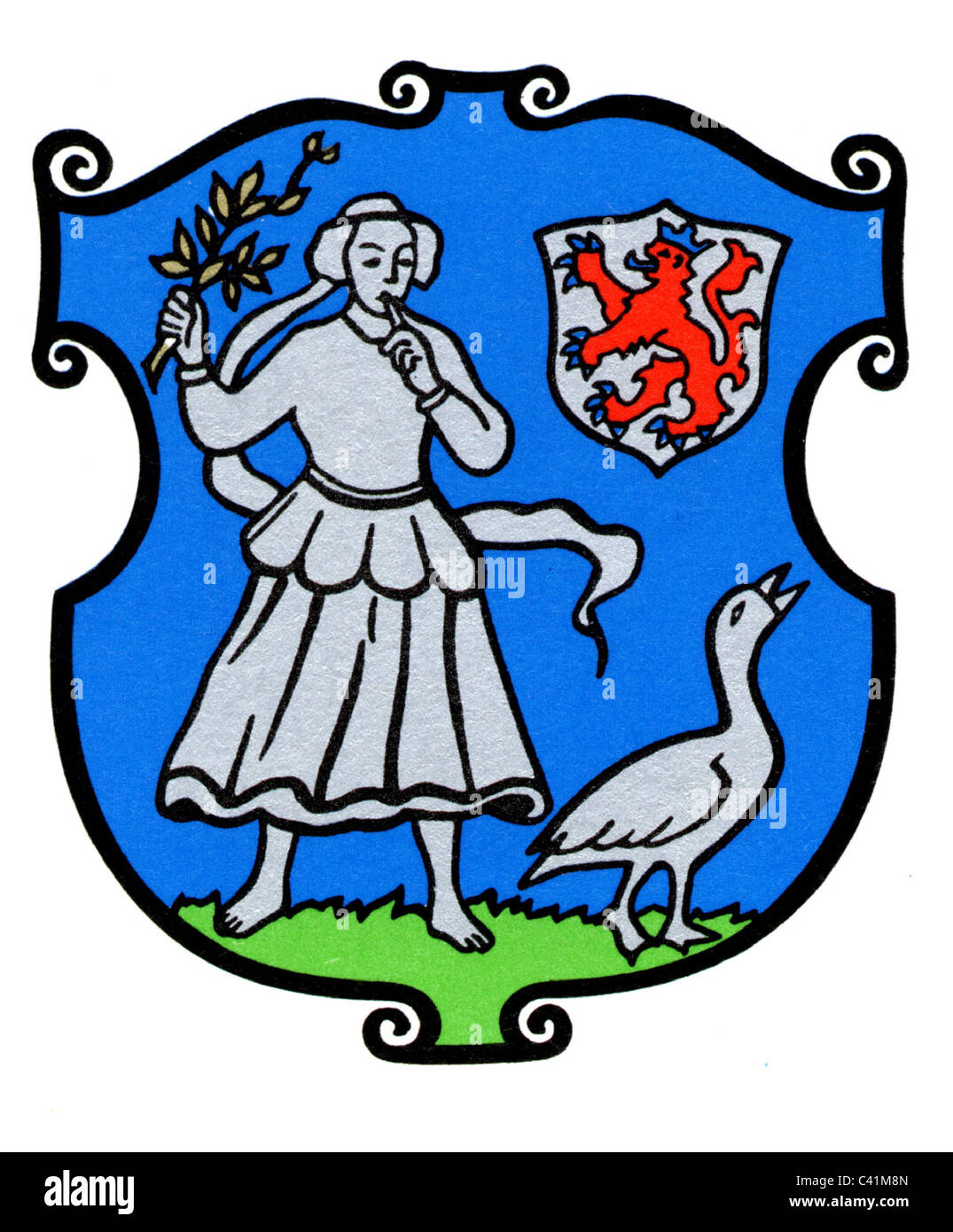 Wappen, Monheim am Rhein, Stadtwappen, Nordrhein-Westfalen, Deutschland, Zusatz-Rechte-Freizeichen-nicht verfügbar Stockfoto