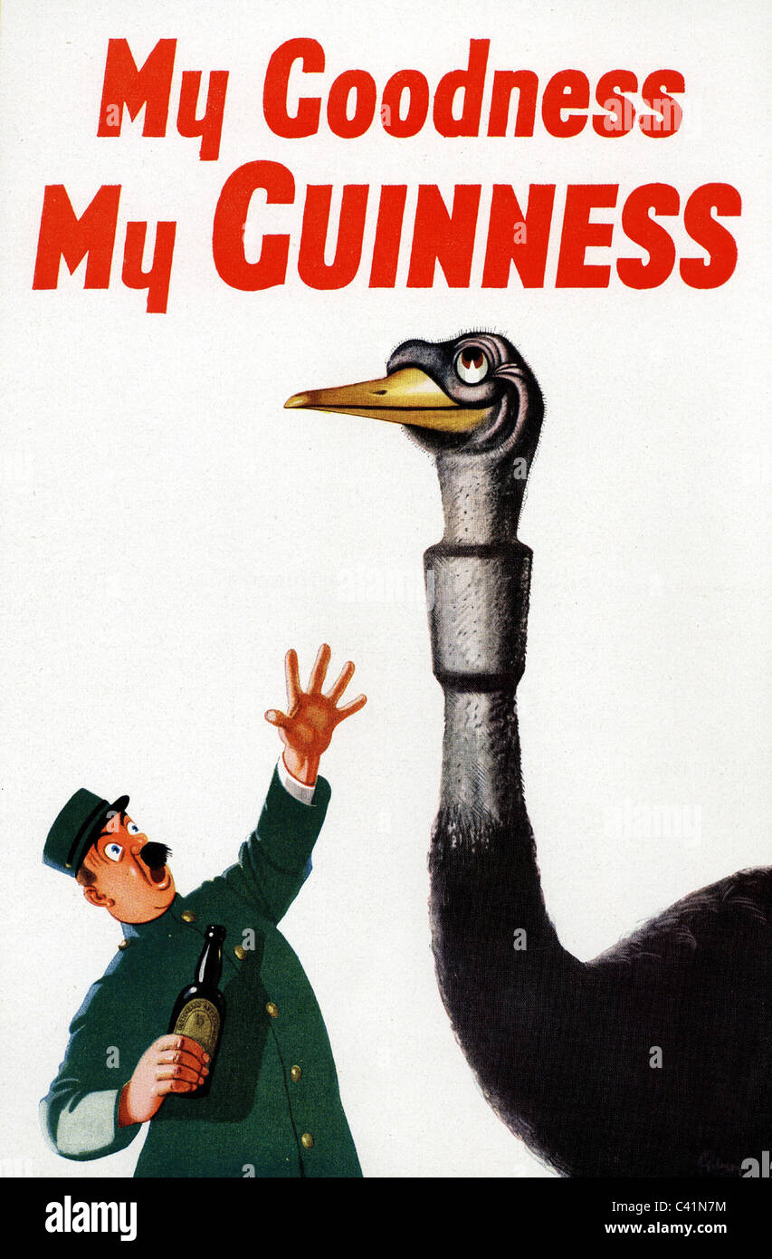 Werbung, Getränke, Bier, Guinness Bier, Werbung, 'My Goodness My GUINNESS', Zeichnung nach Entwurf von S.H. Benson Ltd., Dublin, Irland, um 1935, zusätzliche-Rights-Clearences-nicht verfügbar Stockfoto