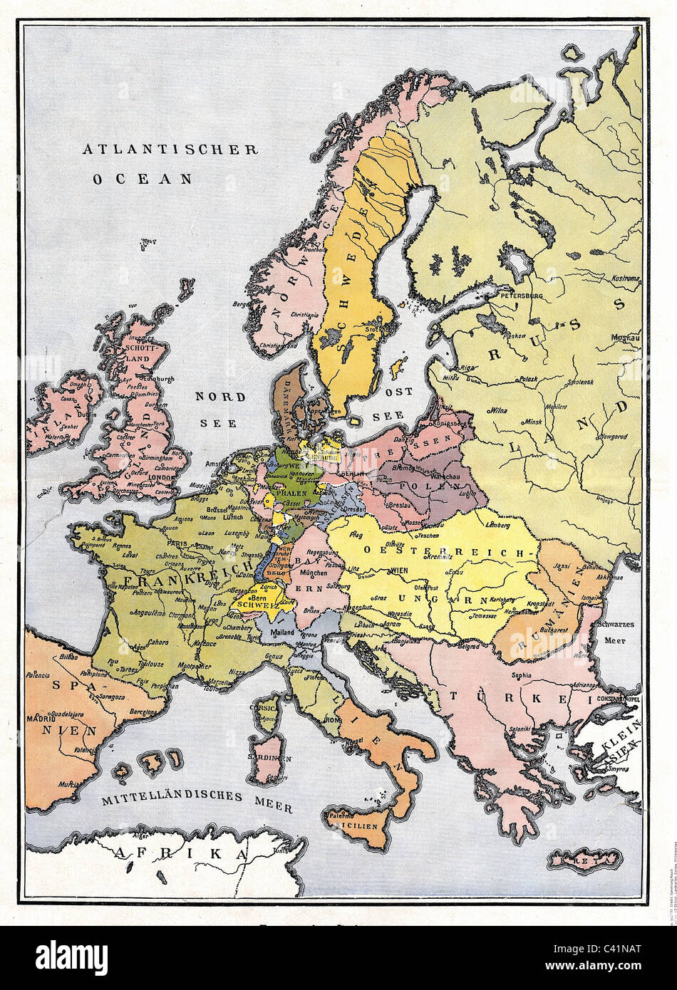 Karte, Europa, Mitteleuropa 1809, zusätzliche-Rechte-Clearences-nicht verfügbar Stockfoto