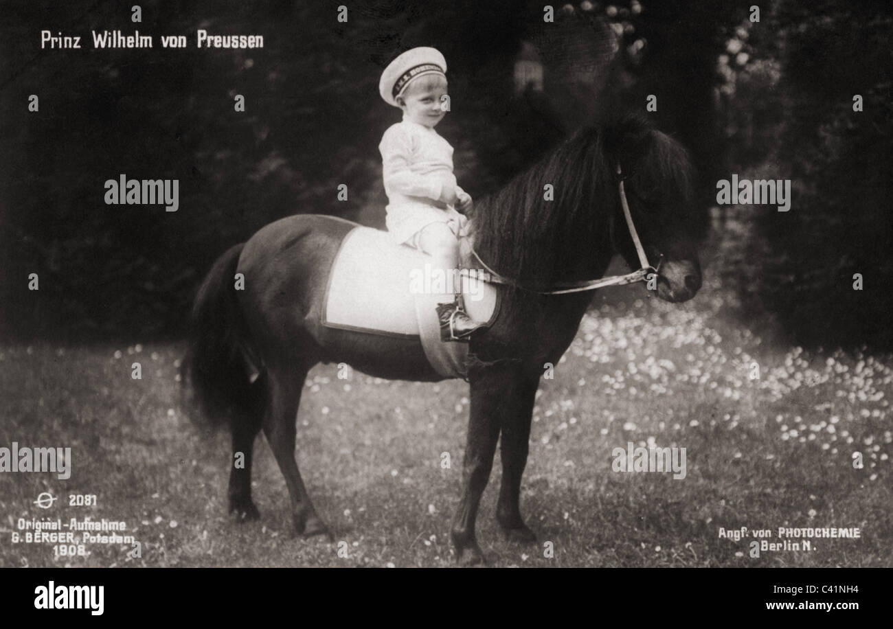 William Frederick, 4.7.1906 - 26.5.1940, Prinz von Preßburg, als Kind, auf Pferd, G. Berger, Potsdam, 1908, Stockfoto