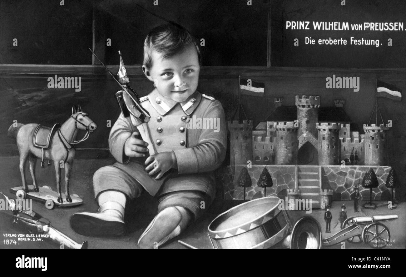 William Frederick, 4.7.1906 - 26.5.1940, Prinz von Preßburg, als Kind, mit Spielzeug, Postkarte, N.P.G., Steglitz, 1908, Fotomontage, Stockfoto