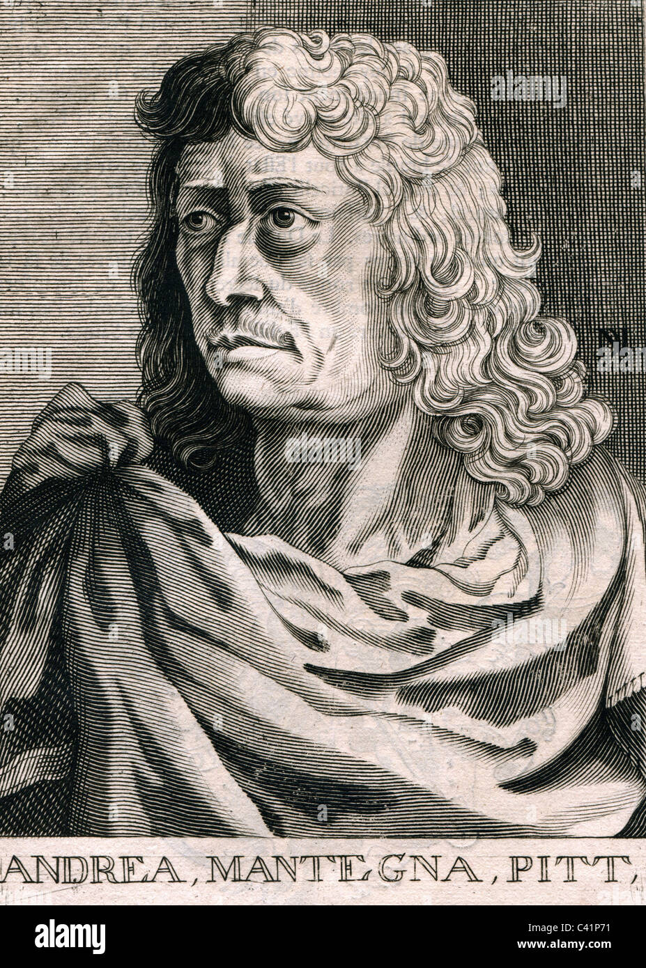 Mantegna, Andrea, 1431 - 13.9.1506, Italienische Künstler (Maler und Kupferstich Graveur), Porträt, Kupferstich von Nicolas de Larmessin (1640-1725), Artist's Urheberrecht nicht gelöscht werden Stockfoto