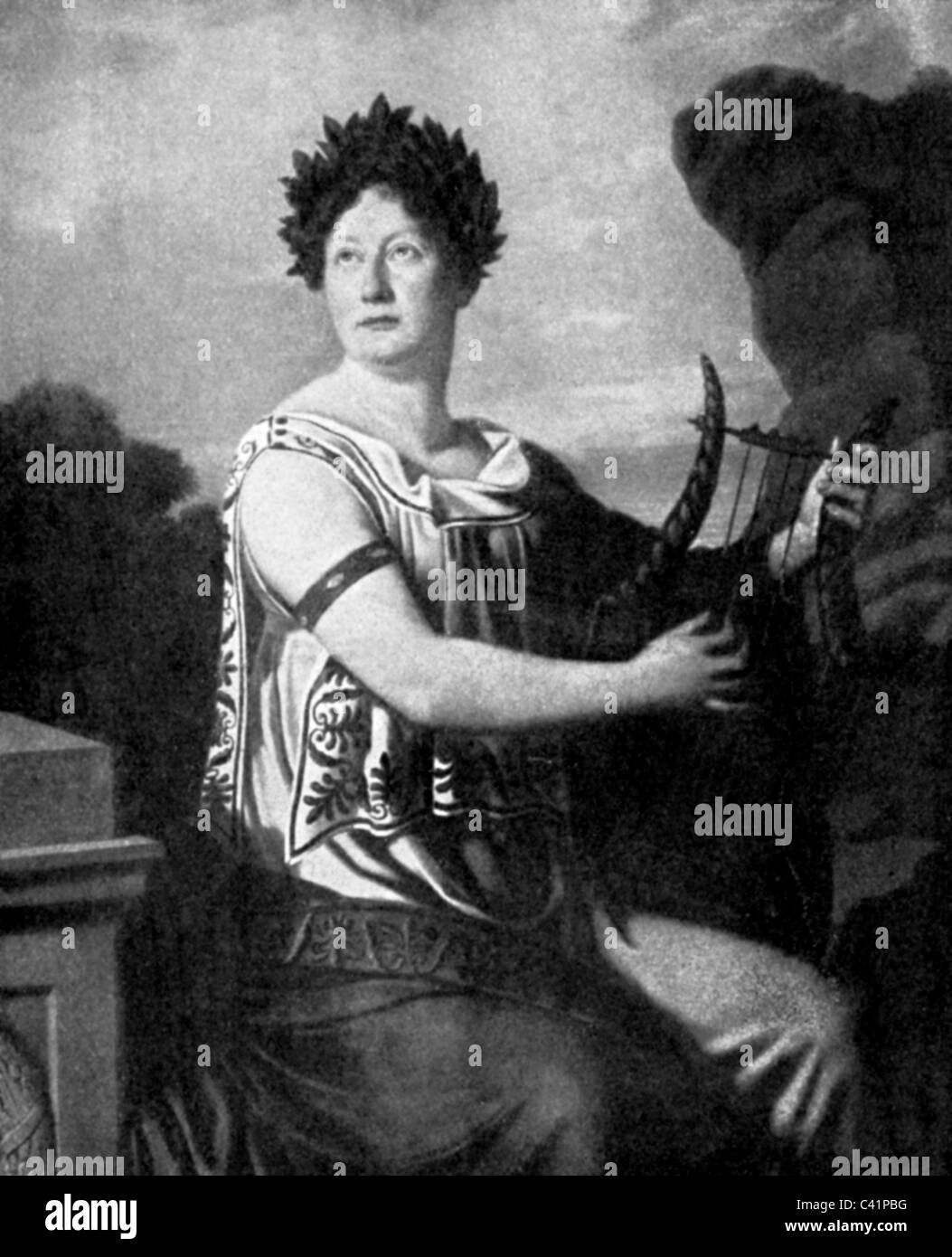 Jagemann, Karoline, 25.1.77 - 10.7.1848, deutsche Schauspielerin und Sängerin, halbe Länge, als Sappho, nach einem Gemälde von Heinrich Kolbe, ca. 186, Stockfoto