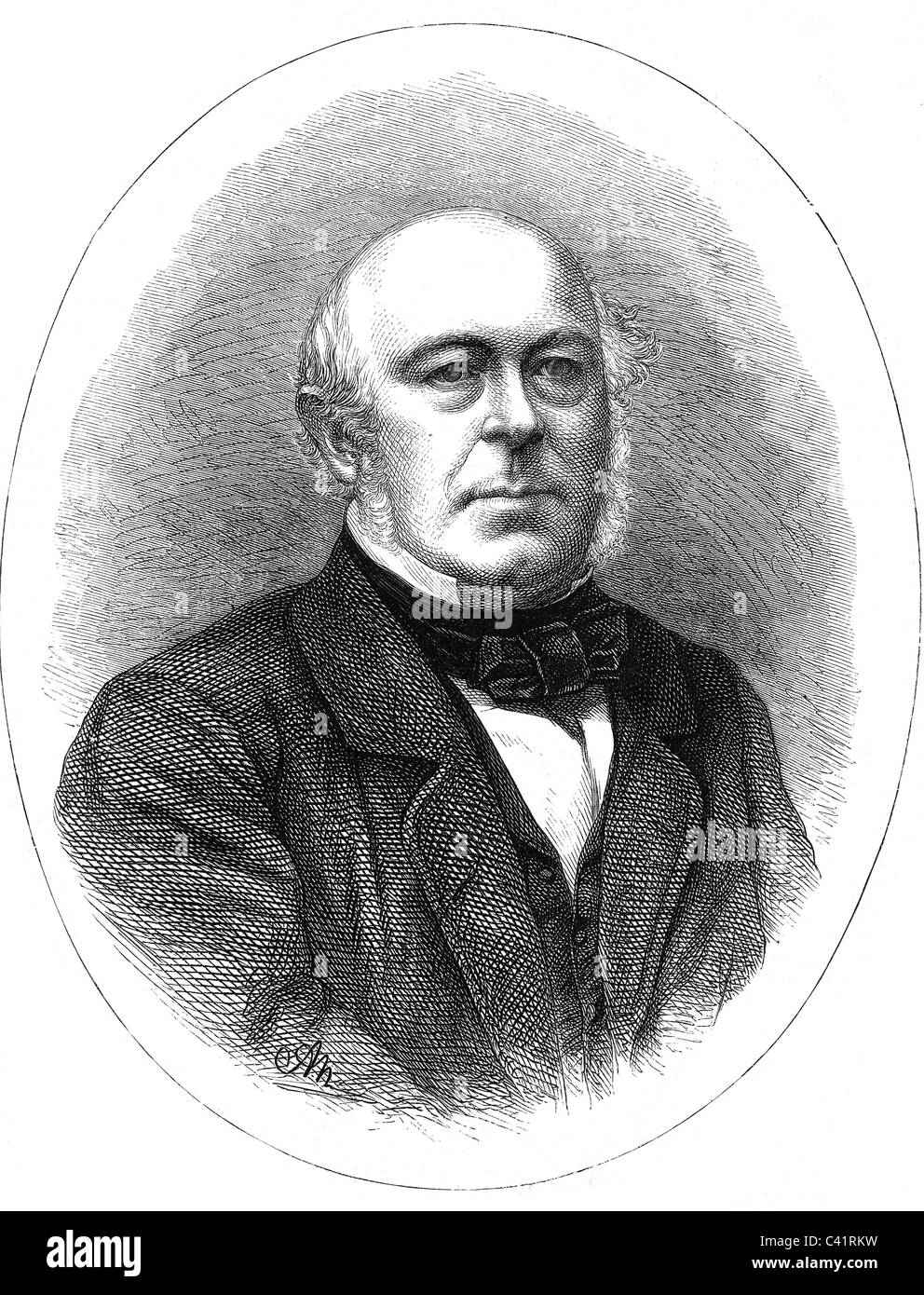 Vieweg, Eduard, 15.7.97 - 1.12.1869, deutscher Verleger, Porträt, Holzgravur, erschienen 1870, Stockfoto