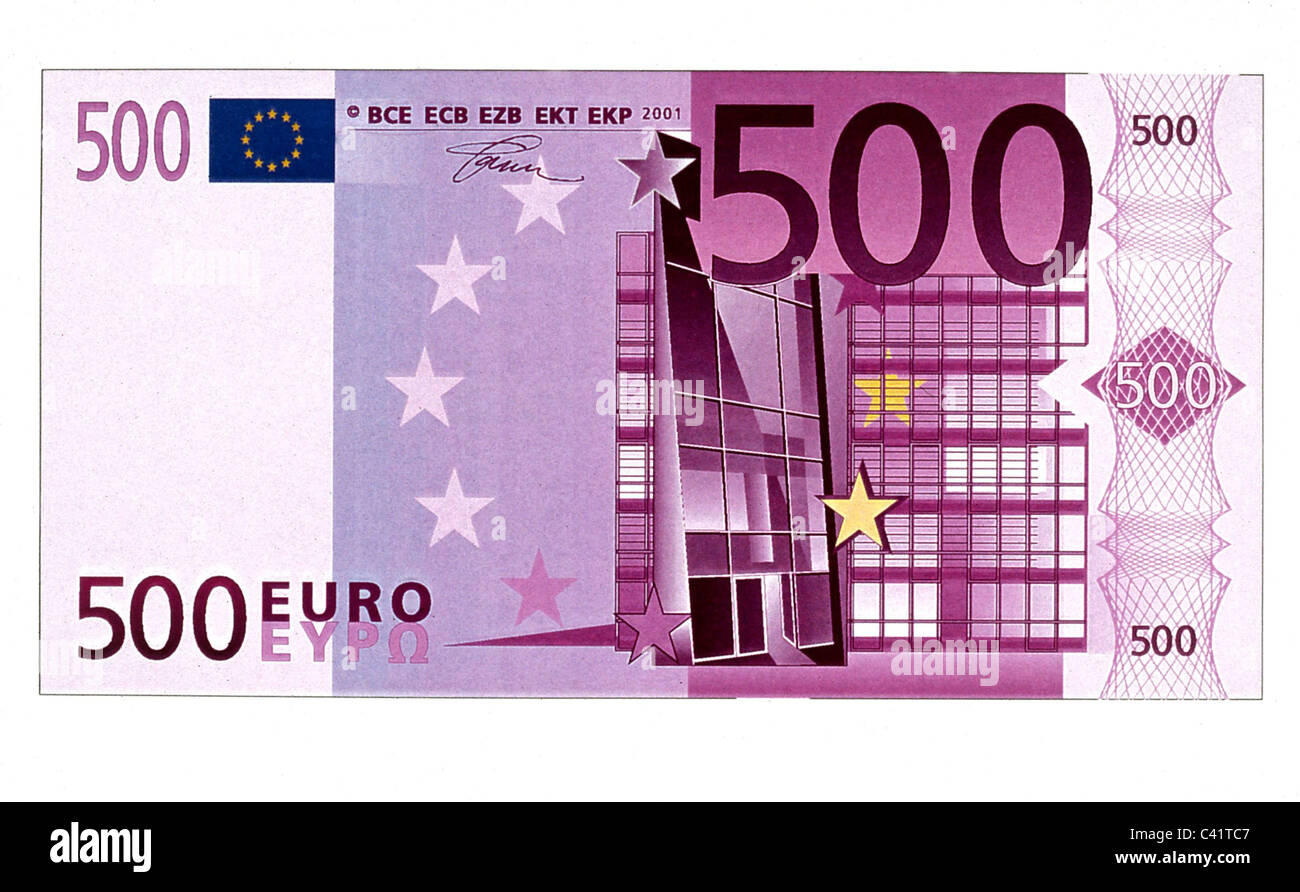 Geld, Banknoten, Euro, 500 EuroSchein, Vorderseite, Banknote, Geldschein, Rechnung, Banknoten