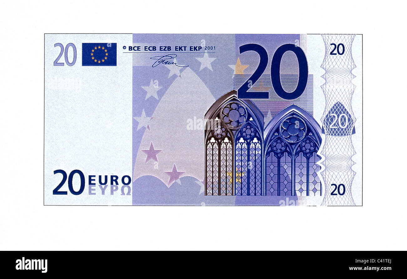 Geld Banknoten Euro 20 Euro Schein Vorderseite