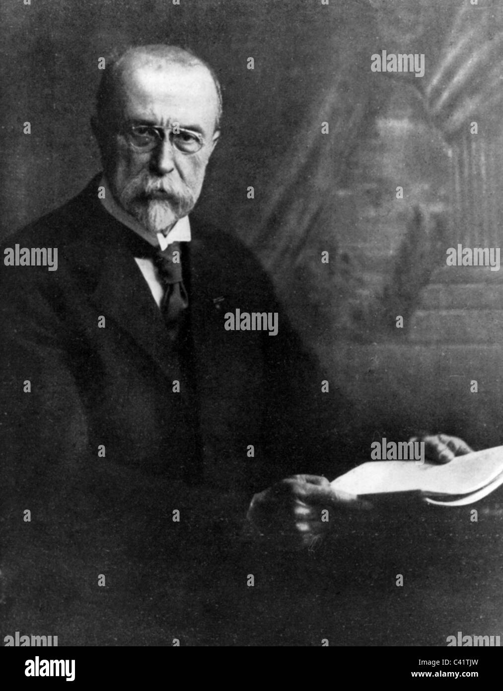 Masaryk, Tomas Garrigue, 7.3.1850 - 14.9.1937, tschechischer Politiker, Präsident der Tschechoslowakei 1918 - 1935, halbe Länge, ca. 1920, Stockfoto