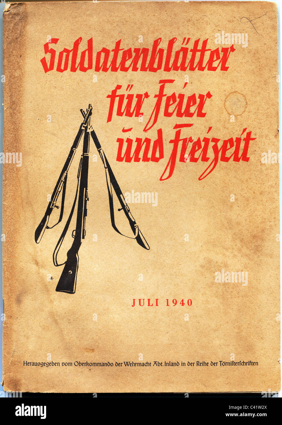 Bücher, Zeitschriften / Zeitungen, 'Soldatenblaetter für Feier und Freizeit', herausgegeben vom Wehrmachts Oberkommando, inländische Abteilung, Juli 1940, Zusatzrechte-Clearences-nicht vorhanden Stockfoto