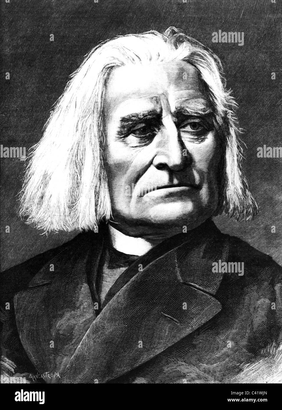 Liszt, Franz, 22.10.11 - 31. 7.1886, ungarischer Komponist, Porträt, Holzgravur, 19. Jahrhundert, Stockfoto