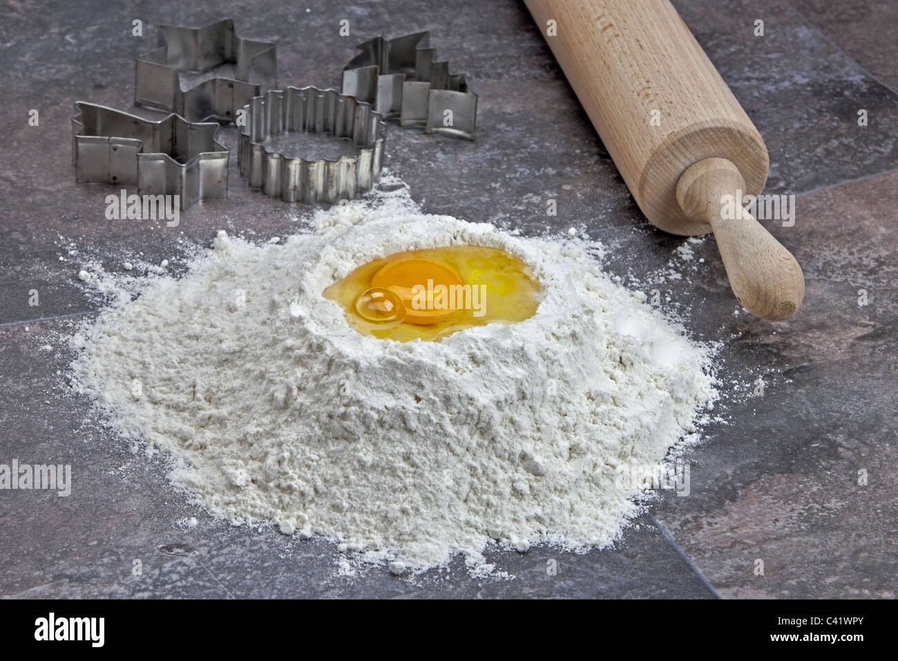 Zutaten für die Zubereitung von eines Teigs für Kekse Stockfoto