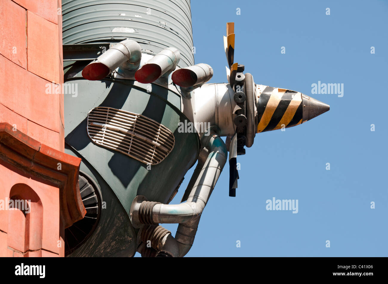 Detail vom Big Horn oder TIB Street Horn. Eine Skulptur von David Kemp. Northern Quarter, Manchester, England, Großbritannien Stockfoto