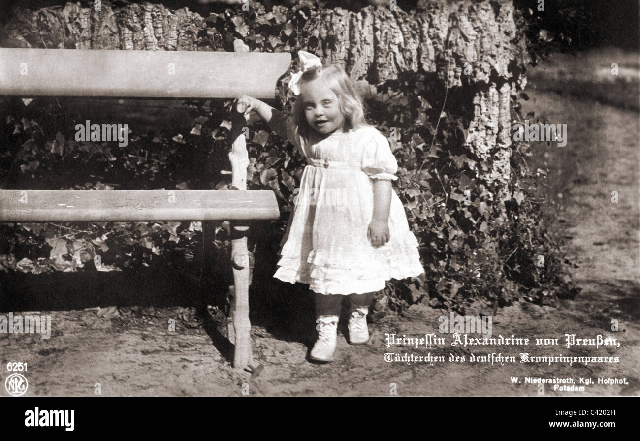 Alexandrine Irene, 7.4.15 - 2.10.1980, Prinzessin von Preßburg, als Kind, Postkarte, W. Niederastroth, Potsdam, 1918, Stockfoto
