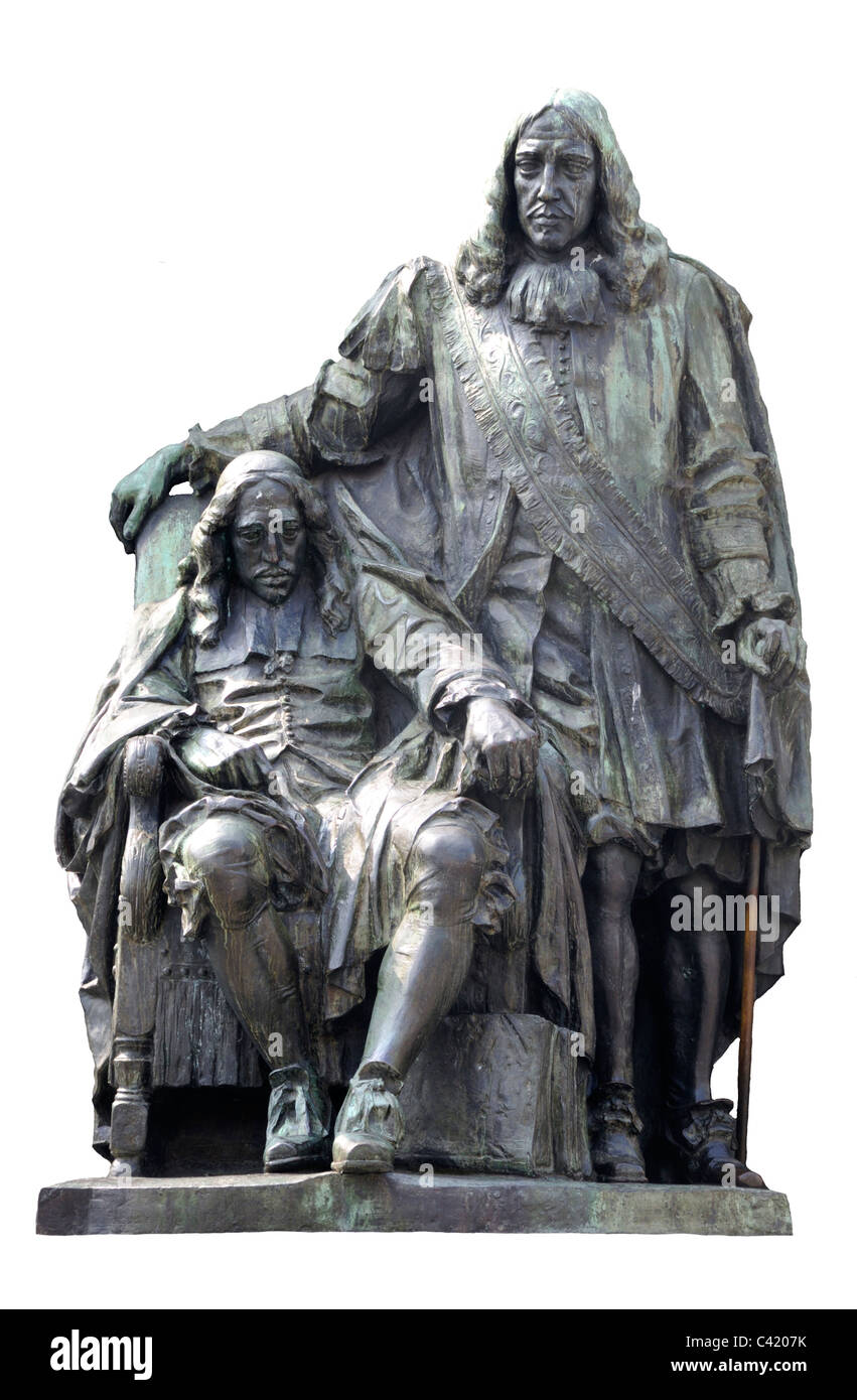 Dordrecht, Niederlande. Statue der Brüder de Witt – niederländische Staatsmänner und Patrioten Johan (1625–72) und Cornelis (1623–72) Stockfoto