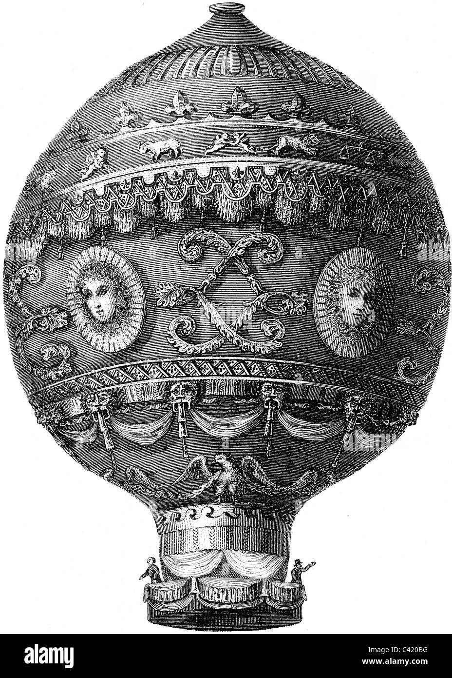 Buchen Sie 19. Jahrhundert Abbildung 9. Ausgabe der Encyclopaedia Britannica von Montgolfiers Heißluft-Ballon (1875) entnommen Stockfoto