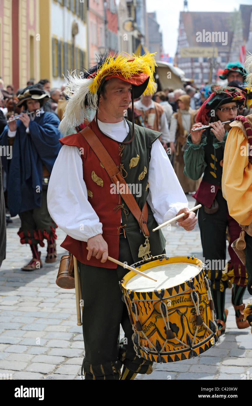 Performer im Mittelalter-fest in der Stadt Oettingen in Bayern, Deutschland Stockfoto