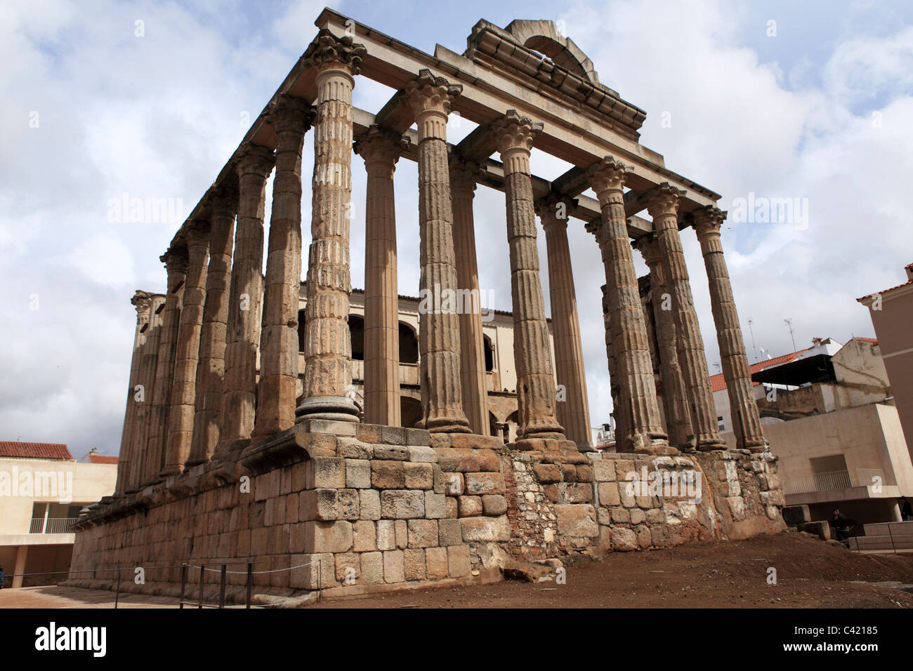 Der Römerzeit Tempel der Diana (Templo de Diana) bei Merida in der Region Extremadura in Spanien. Stockfoto