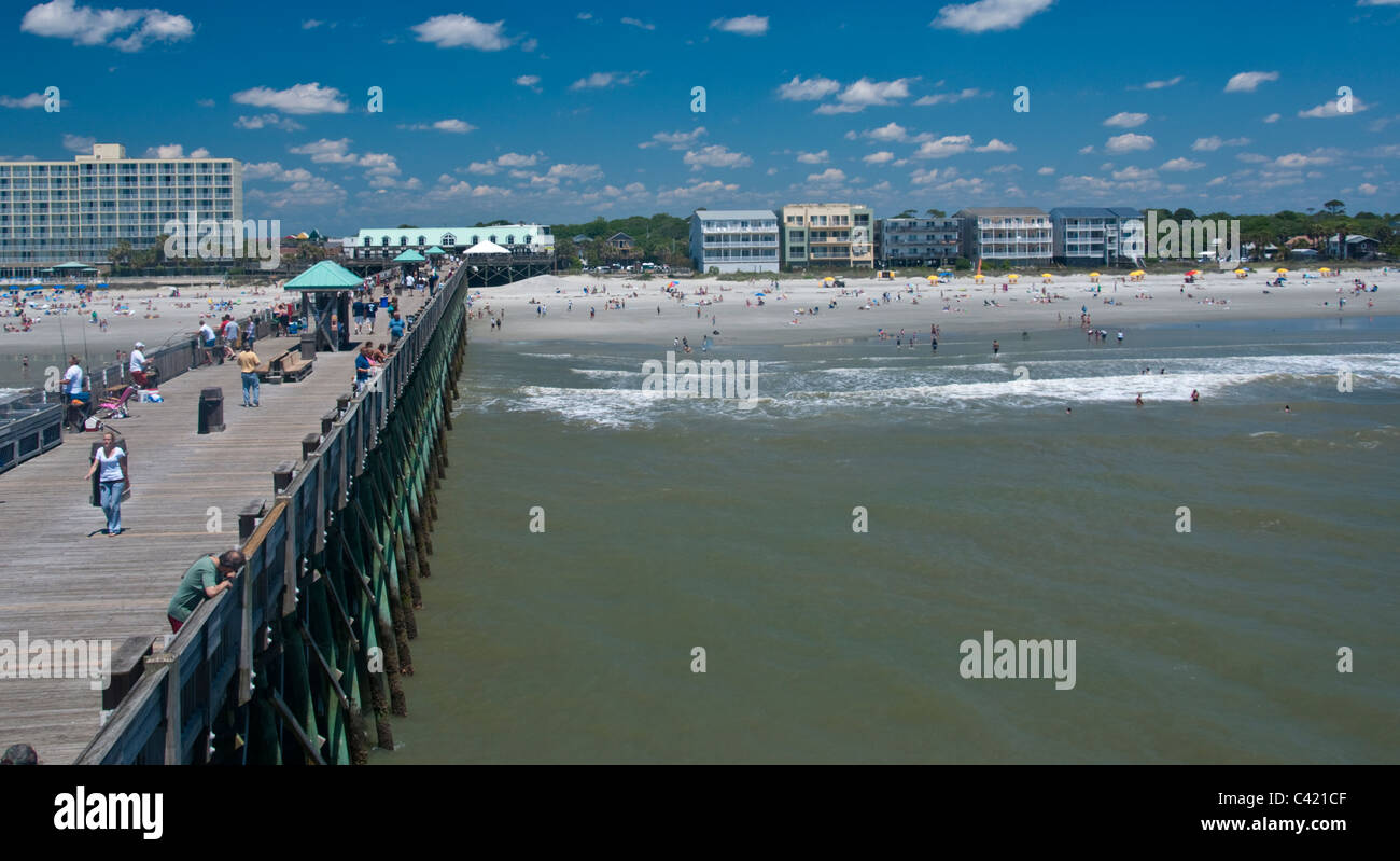 Schwimmer in den Ozean Folly Beach South Carolina USA Stockfoto