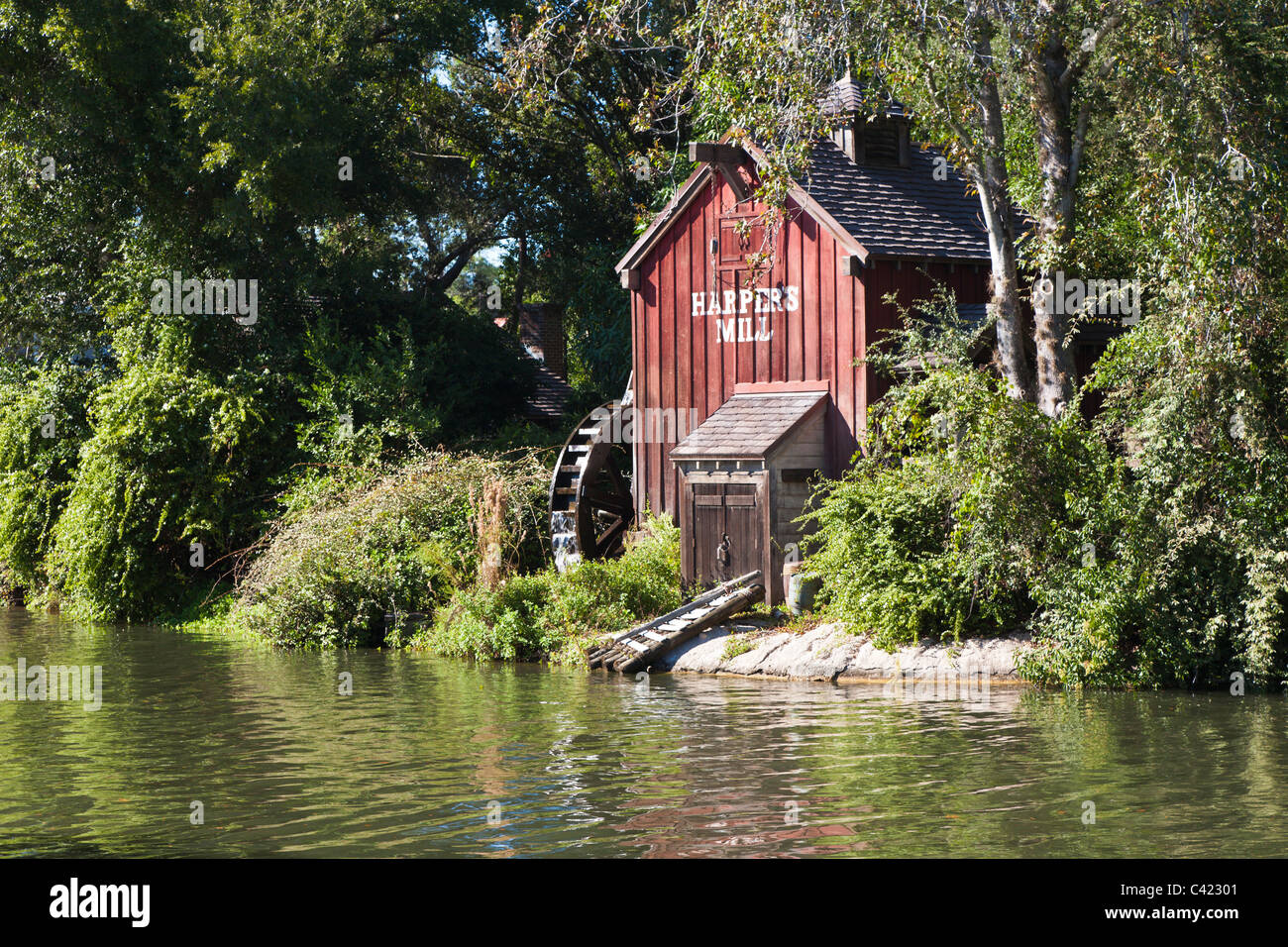 Harper Mühle Grist Mill auf Tom-Sawyer-Insel im Magic Kingdom in Disney World, Kissimmee, Florida Stockfoto