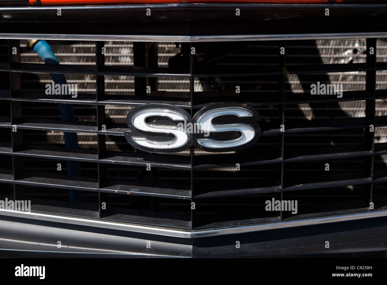 Chevrolet SS Super Sport Ursprungsbezeichnung im Kühlergrill Oldtimer-Show in Leesburg, Florida, USA Stockfoto